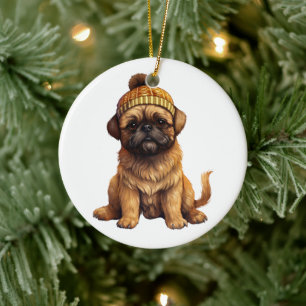 Personlig Brussels Griffon Hund Julgransprydnad Keramik