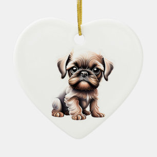 Personlig Brussels Griffon Puppy Julgransprydnad Keramik