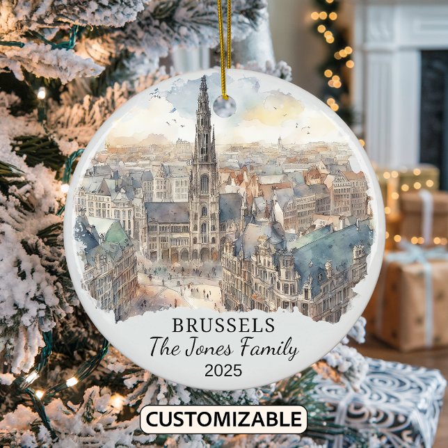 Personlig Bryssel Ornament, Belgien Gift Julgransprydnad Keramik (Skapare uppladdad)