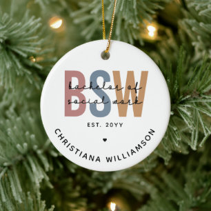 Personlig BSW Bachelor of Social Work Julgransprydnad Keramik