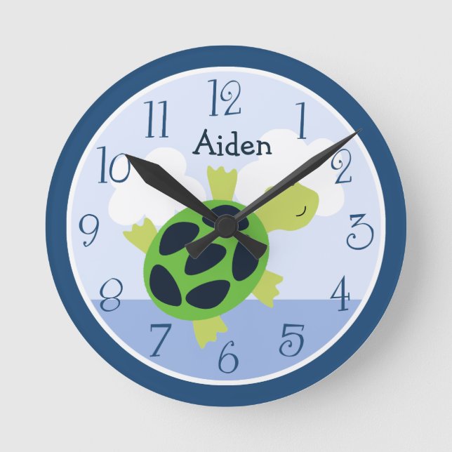 Personlig Bubbles Turtle Kids Clock Rund Klocka (Framsida)