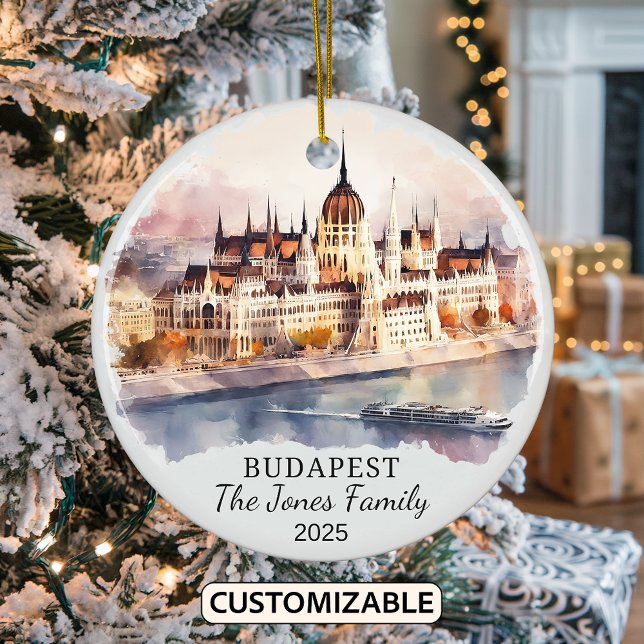 Personlig Budapest Ornament, Ungern Gift Julgransprydnad Keramik (Skapare uppladdad)