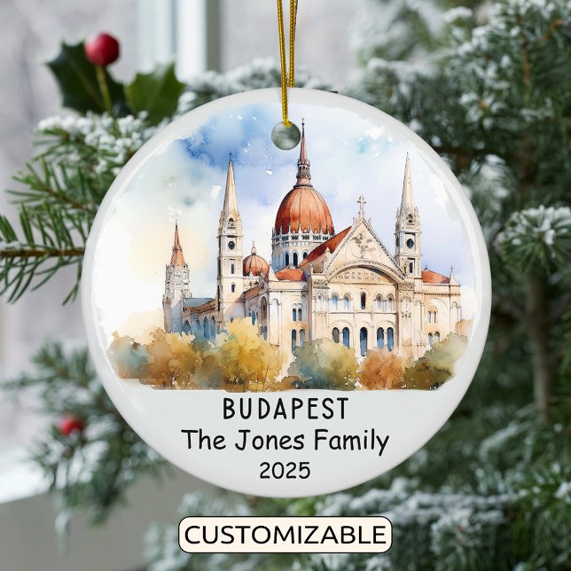 Personlig Budapest Ornament, Ungern Julgransprydnad Keramik (Skapare uppladdad)