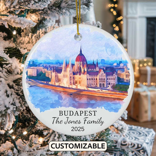 Personlig Budapest Ornament, Ungern Julgransprydnad Keramik (Skapare uppladdad)