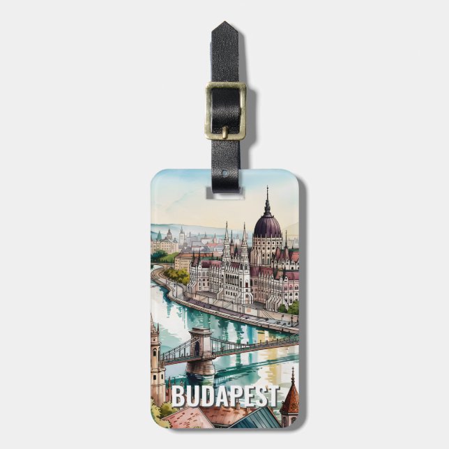 Personlig Budapest Ungern Parlamentets Siluett Bagagebricka (Vertikal Framsida)