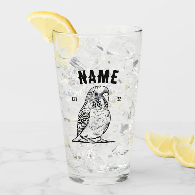 Personlig Budgie Glass Kopp | Anpassningsbar Bird  (Framsida Ice)