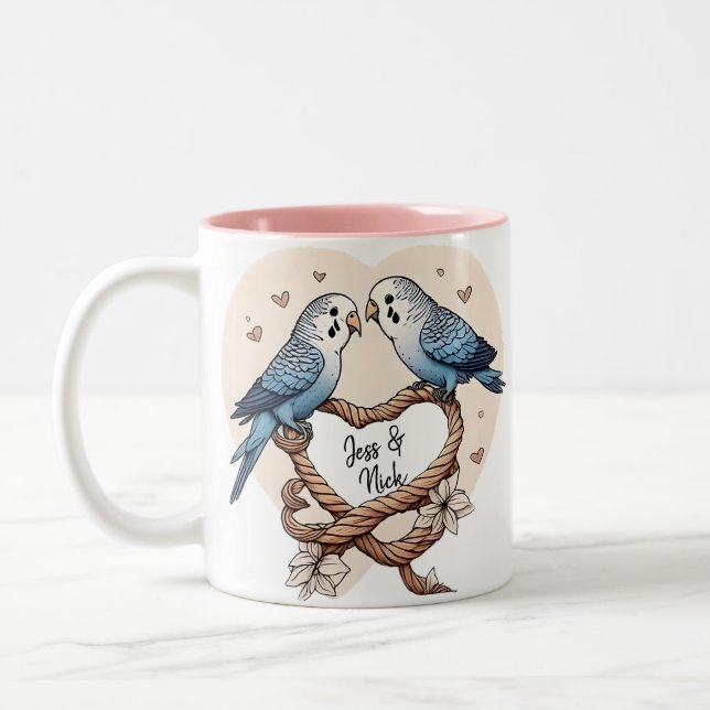 Personlig Budgie par Heart Rope Mugg (Vänster)