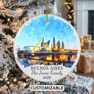 Personlig Buenos Aires Ornament, Argentina Julgransprydnad Keramik