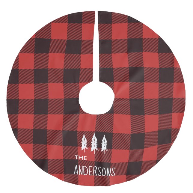 Personlig Buffalo Plaid Rustic Land Julgransmatta Borstad Polyester (Framsidan)