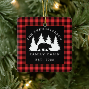 Personlig Buffalo Play Bear Forest Cabin Julgransprydnad Keramik