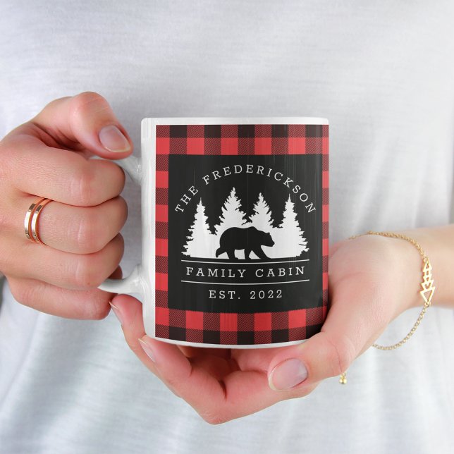 Personlig Buffalo Play Bear Forest Cabin Kaffemugg (Skapare uppladdad)