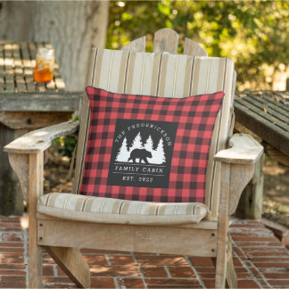 Personlig Buffalo Play Bear Forest Cabin Kudde