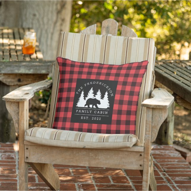 Personlig Buffalo Play Bear Forest Cabin Kudde (Stol)