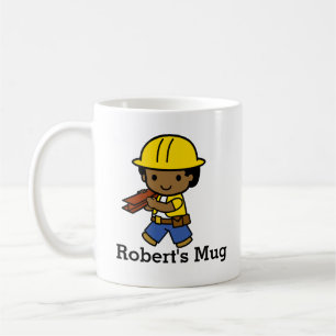 Personlig Builder Boy i Gult Hat Kaffemugg