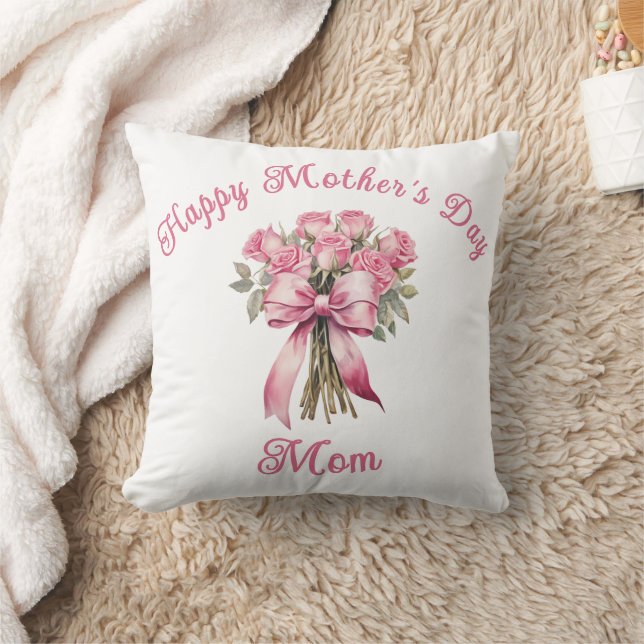 Personlig bukett med rosa rosor Morsdagspresent Kudde (Filt)