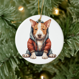 Personlig Bull Terrier Hund Julgransprydnad Keramik