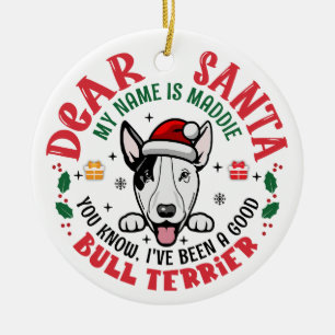 Personlig Bull Terrier Hund-rundan i Julgran Julgransprydnad Keramik