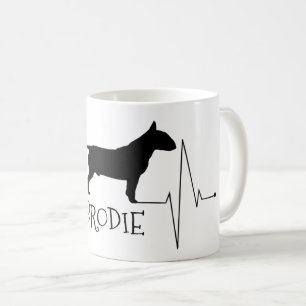 Personlig Bull Terrier Kärlek Mitt Hund Heart Beat Kaffemugg