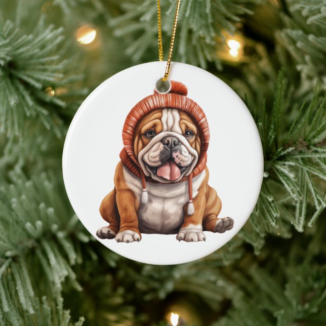 Personlig Bulldog Hund Art Julgransprydnad Keramik (Träd)