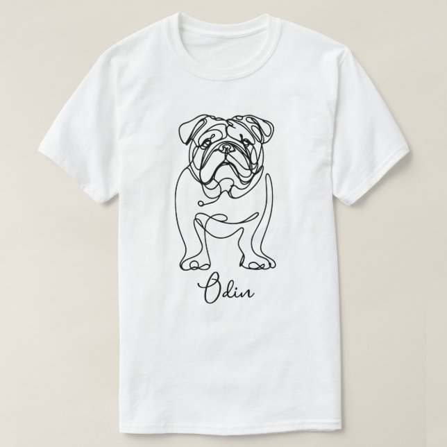 Personlig Bulldog Line Art T Shirt (Design framsida)