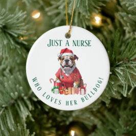 Personlig Bulldog Nurse jul Keepsaké Julgransprydnad Keramik