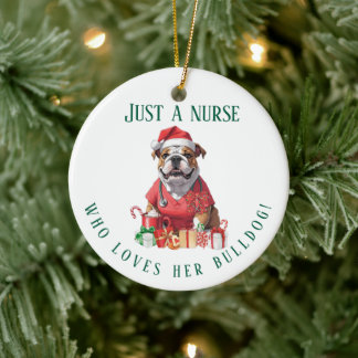 Personlig Bulldog Nurse jul Keepsaké Julgransprydnad Keramik