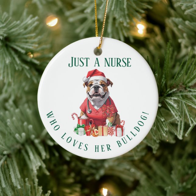 Personlig Bulldog Nurse jul Keepsaké Julgransprydnad Keramik (Träd)