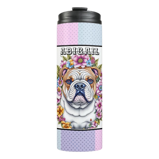 Personlig Bulldog och Whimsical Flowers (Framsida)