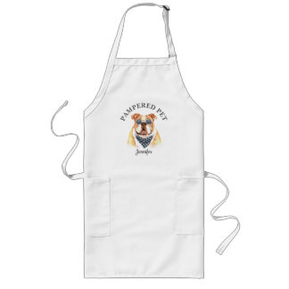 Personlig Bulldog Pet Groomer Apron Långt Förkläde
