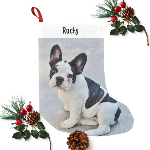 Personlig Bulldog Photo and Bulldog Namn Liten Julstrumpa