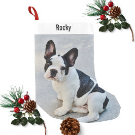 Personlig Bulldog Photo and Bulldog Namn Liten Julstrumpa