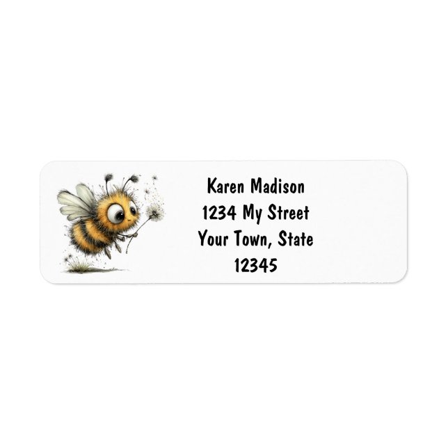 Personlig Bumble Bee  Returadress Etikett (Framsidan)