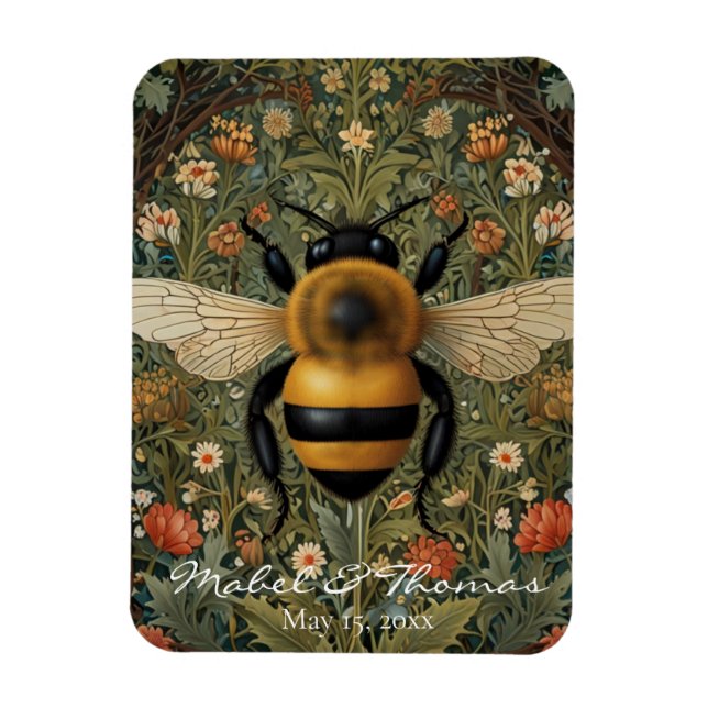 Personlig bumblebee boho botanisk Bröllop Magnet (Vertikal)