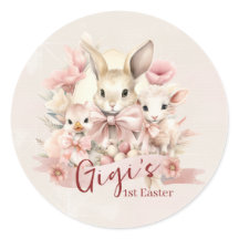 Personlig Bunny, Chick och Lamb Party Stickers