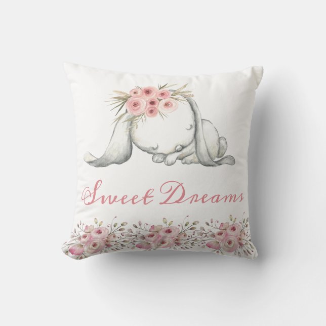 Personlig Bunny Nursery Room Sweet Dreams Kudde (Framsida)
