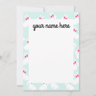 Personlig Bunny Rabbit Notecards Tack Kort