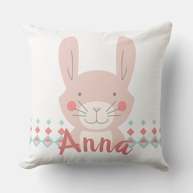 Personlig Bunny Rabbit Pillow Kudde (Framsida)