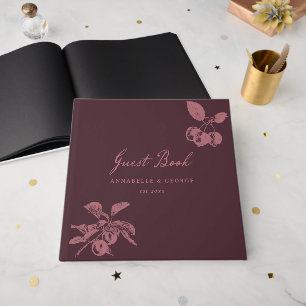 Personlig Burgunder Röd Vintage Blommig Frukt Bröl Gästböcker