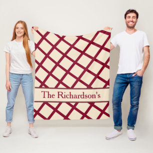 Personlig Burgunderkräm Latticerade Eleganta Chic Fleecefilt