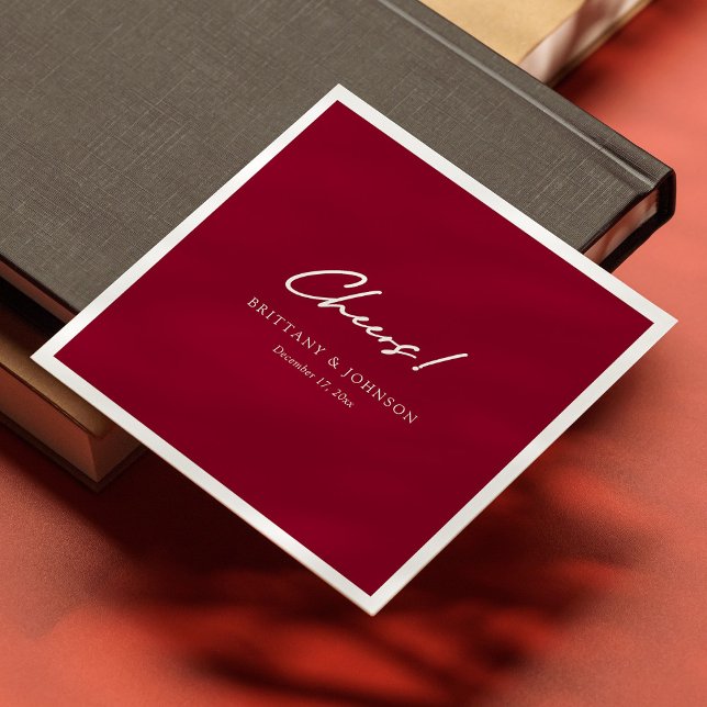 Personlig Burgundy Bröllop Napkins Pappersservett (Personalized Burgundy Wedding Napkins)