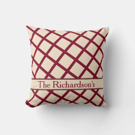 Personlig Burgundy Crème Gitter Elegant Chic Kudde