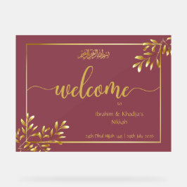Personlig Burgundy Islamic Bröllop Acrylic Sign