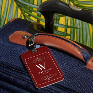 Personlig burgundy Luggage Tag Bagagebricka