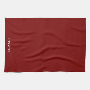 Personlig Burgundy Maroon Plain Solid White Kökshandduk