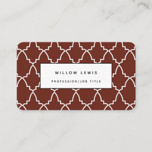 Personlig Burgundy Moroccan Lattice Modern Visitkort