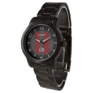 Personlig Burgundy Red Carbon Stil Rand Armbandsur