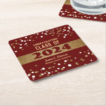 Personlig Burgundy Red Class of 2024 Studenten