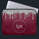 Personlig Burgundy Red Glitter Monogram Laptop Fodral<br><div class="desc">Personlig Silver och Burgundy Red Faux Glitter och Gnistra Elegant Monogrammed Initialer Fodral. Fodral kan anpassas så att det omfattar ditt första och första namn.</div>