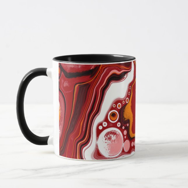 Personlig Burgundy White Digital Fluid Art Mugg (Vänster)