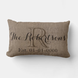 Personlig Burlap-look Rustic Bröllop/Family Lumbarkudde